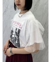 チュールレイヤードロックTシャツ