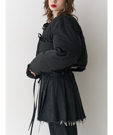 フロントリボンショートパッファブルゾン