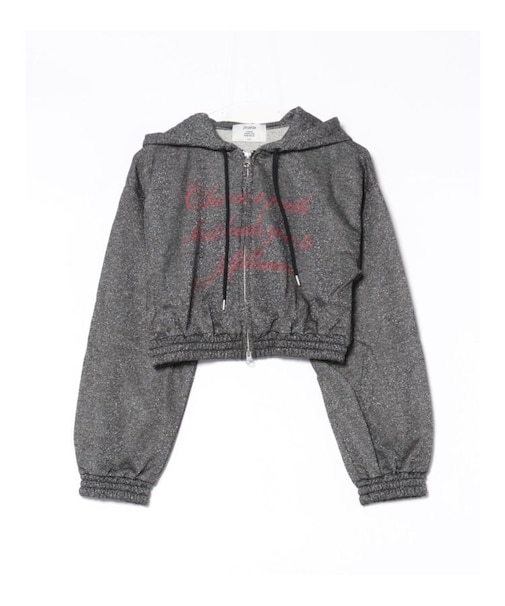 ラメクロップドZIPフーディー