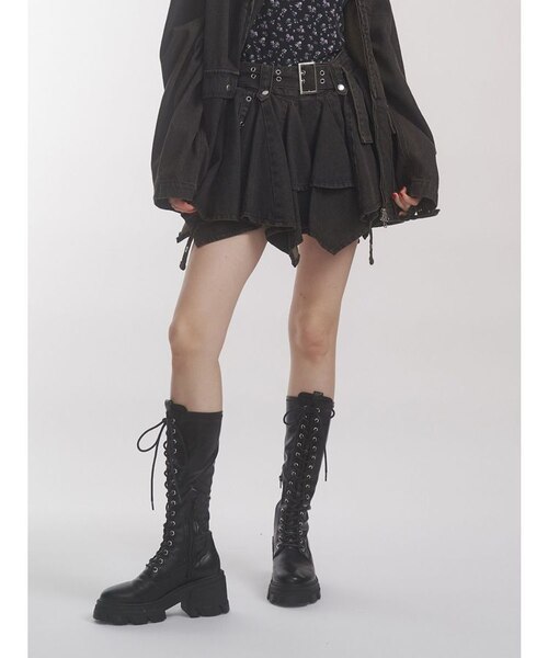 アシメヘムデニムミニスカート【セットアップ対応】｜ジュエティの通販