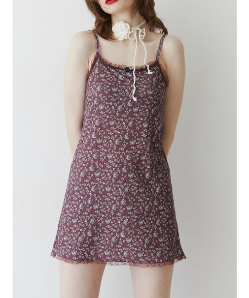 フラワーカットキャミワンピース
