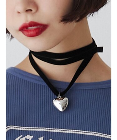 ベロアリボンハートチョーカー