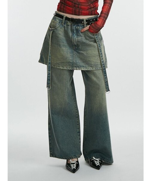 スカートドッキングルーズパンツ