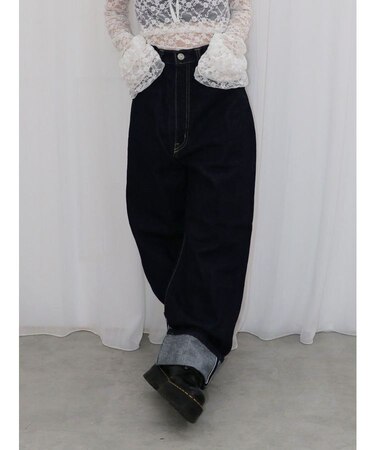 【Something】スーパーハイライズワイドストレートデニムパンツ
