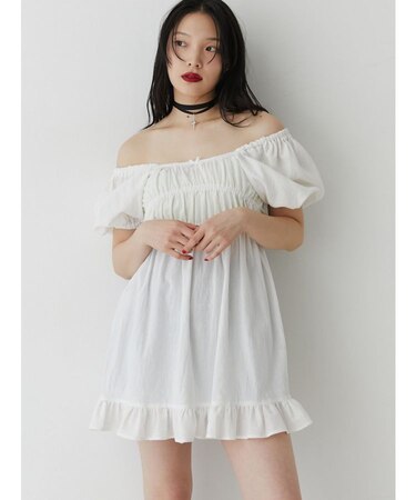 ボリュームスリーブミニワンピース