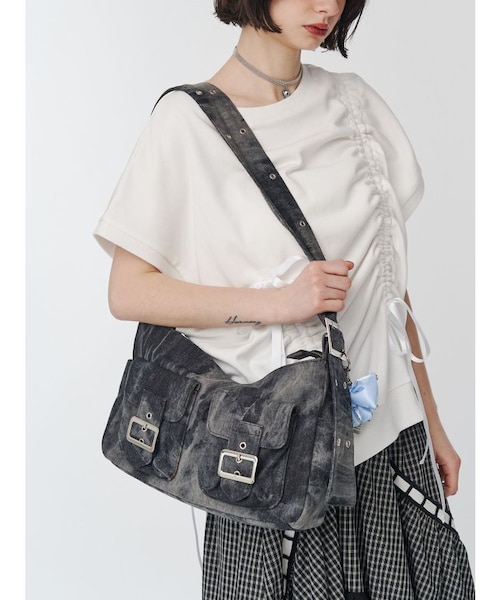 デニムフラップメッセンジャーBAG｜ジュエティの通販｜&mall