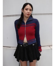 ラインハイネックジップカーデ