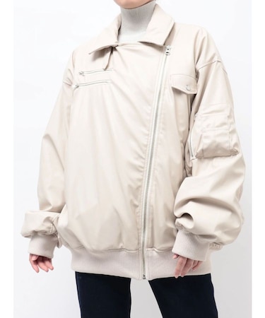 【ZOZO限定】フェイクレザーライダースMA-1ジャケット