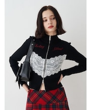 レースドッキングジップニット