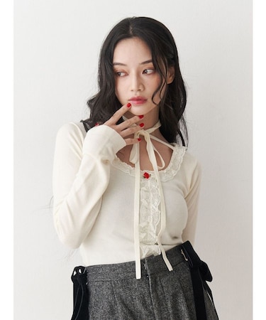 レースドッキングニット