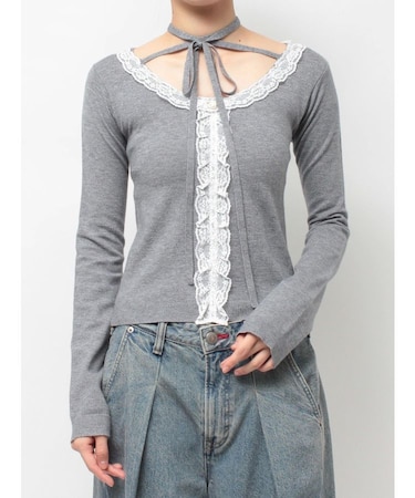 レースドッキングニット