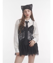 フリルランジェリーレースミニワンピース