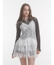 フリルランジェリーレースミニワンピース