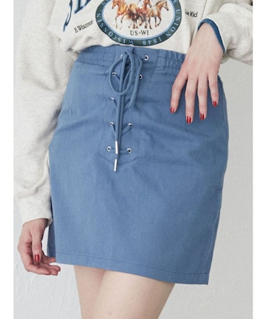 レースアップボックスミニスカート