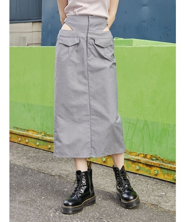 ダブルウエストカットアウトスカート【セットアップ対応】