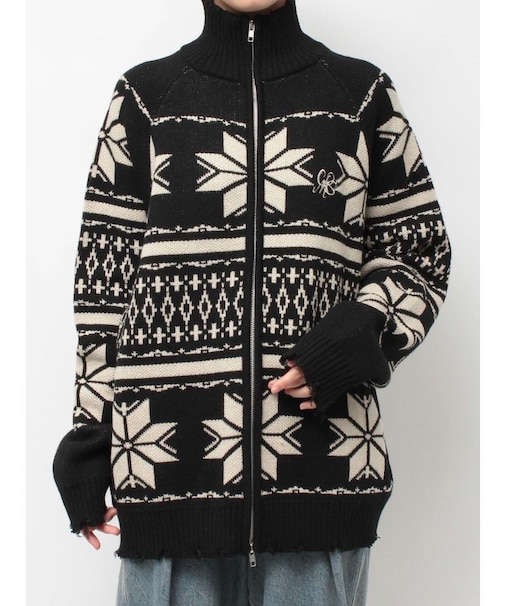 ノルディックジップルーズカーデ