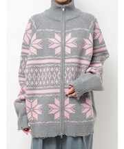 ノルディックジップルーズカーデ