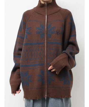 ノルディックジップルーズカーデ