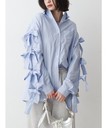 【WEB限定】リボンスリーブBIGシャツ