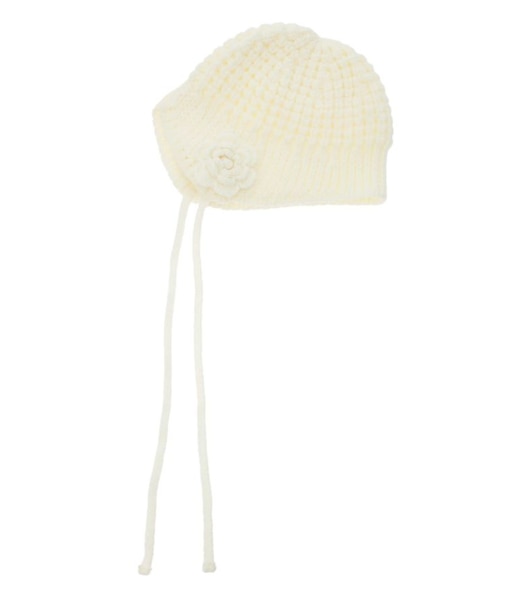 クロシェライクフラワーモチーフビーニー