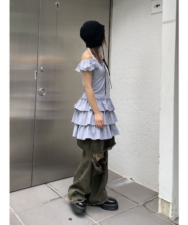 フレンチスリーブフリルワンピース