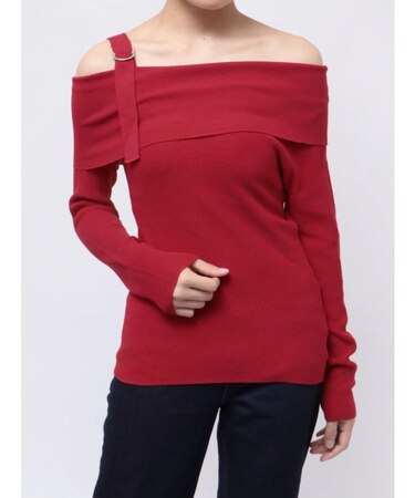 オフショルダーニットトップス