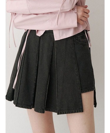 ラッププリーツデニムスカパン【セットアップ対応】