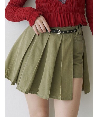 ラッププリーツデニムスカパン【セットアップ対応】