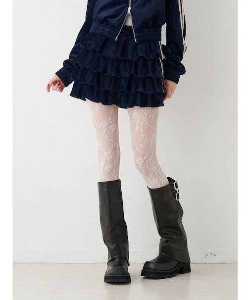 ベロアラインティアードミニスカート【セットアップ対応】