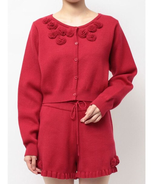 ローズモチーフコンパクトカーデ【セットアップ対応】