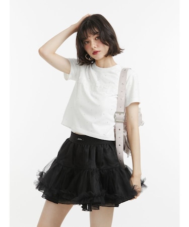 ラインストーンロゴTシャツ