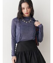 ラメハイネックトップス