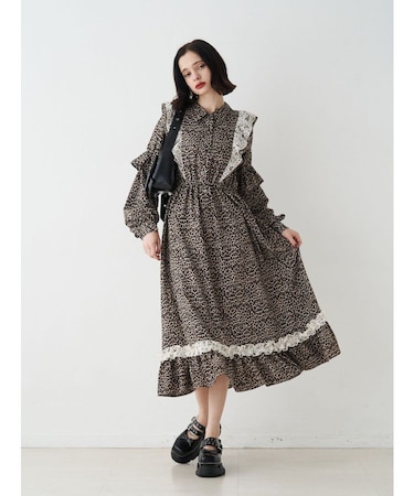 ラッフルフリルロングワンピース