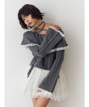 フリルレースオフショルトップス