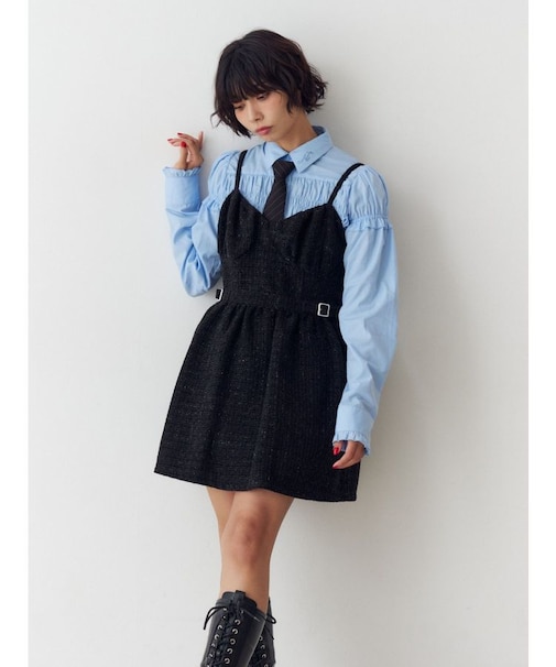 ツイードキャミワンピース