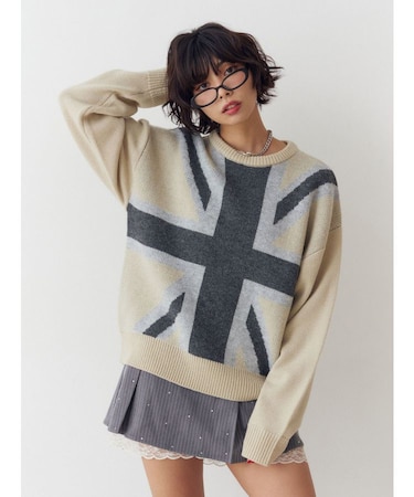 UnionJackジャガードルーズニット