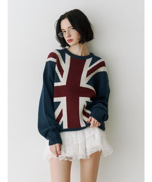 UnionJackジャガードルーズニット