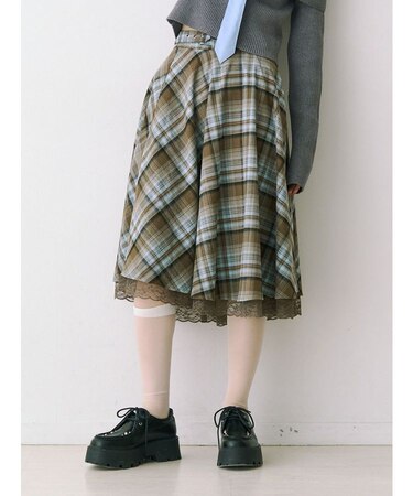 パターンベルトフレアスカート【セットアップ対応】