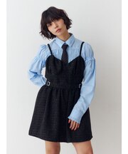 レイヤードスリーブシャーリングブラウス