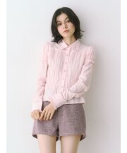 レイヤードスリーブシャーリングブラウス