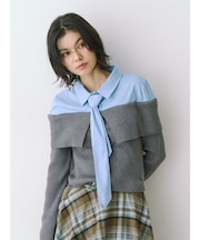 シャツレイヤードオフショルニット