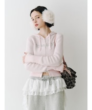 ビジューロゴジップコンパクトフーディ