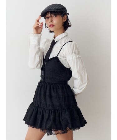 ボリュームレースキャミワンピース