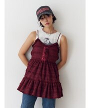 ボリュームレースキャミワンピース