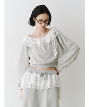 レースドッキングオフショルプルオーバー【セットアップ対応】