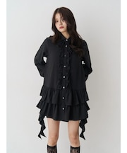 ラッフルヘムフリルチュニックシャツ