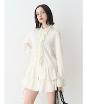 ラッフルヘムフリルチュニックシャツ