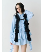 ラッフルヘムフリルチュニックシャツ