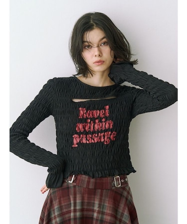 カットアウトシャーリングトップス