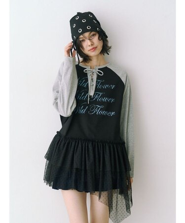 ヘムフリルラグランワンピース